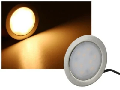 LED Einbauleuchte 12V 1,8W flach 13mm Einbautiefe Strahler Edelstahl warmweiss - Bild 1 von 4