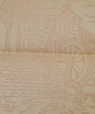 Vtg Embroidery Covered Bridge Mill House Patterns MCM Workbasket Iron On 1970s - Image 1 of 4