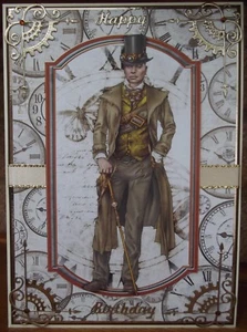 handmade mens steampunk birthday card with a ethnic black victorian gentlemen - Picture 1 of 3