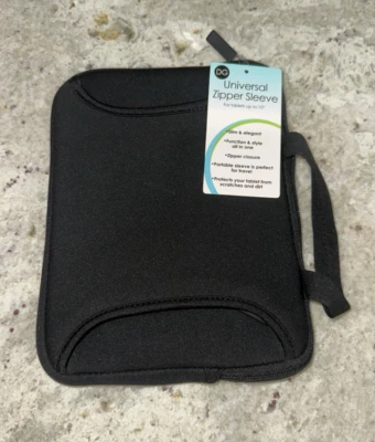 Universal Zipper Sleeve For Tablets up to 10" Black  Outside Zip Pocket Neoprene - Image 1 of 4