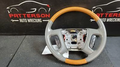2008 BUICK ENCLAVE GRAY LEATHER WOOD WRAPPED STEERING WHEEL - Image 1 of 4