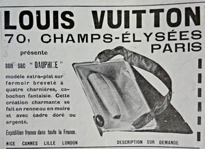 PRESSEWERBUNG 1925 LOUIS VUITTON LE SAC DAUPHINE MODELL EXTRA-FLAT - Bild 1 von 1