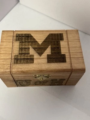 University Of Michigan - Laser Engraved Decorative Trinket Box Stained - Image 1 of 4
