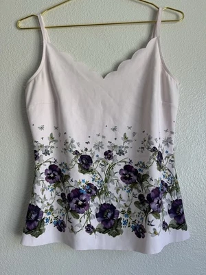 Camiseta sin mangas Ted Baker romántica floral boho vieira cuello en V cami femenina Y2k Top S Foto 1 de 4