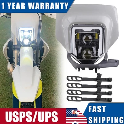LED Headlight W/white Fairing Bezel for Husqvarna FE 250 350 450 /TE 150 250 300 - Image 1 of 4