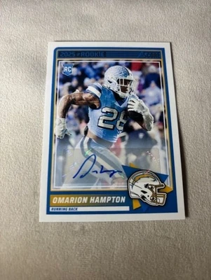 Omarion Hampton 2025 Panini Score Rookie Signatures SP Auto RC Foto 1 de 2