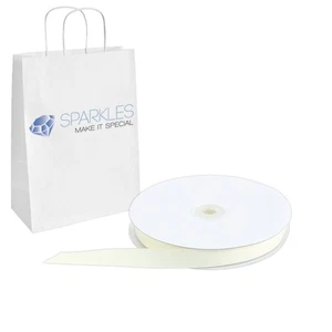 Ripsband 5/8" breit 50 Yard Rolle - Elfenbein - solide Rollen Party db - Bild 1 von 4