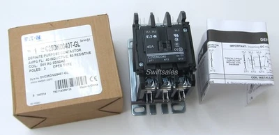 Eaton C25DND340T-GL 3-Pole 40-Amp 24V AC Coil Definite Purpose Contactor - Image 1 of 4