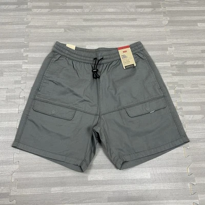 Shorts Levi’s Trail Cargo Masculino Tamanho P Pequeno 6” Cinza Bolsos com Cordão $54 - Imagem 1 de 4