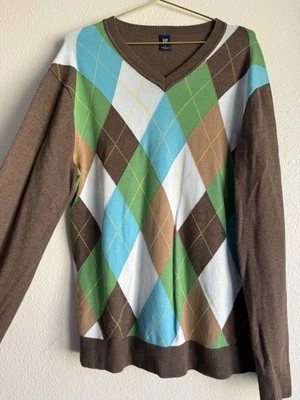 Suéter De Colección Gap Hombres Algodón Argyle Preppy Tenis Academia Y2K Retro Talla: L Foto 1 de 4