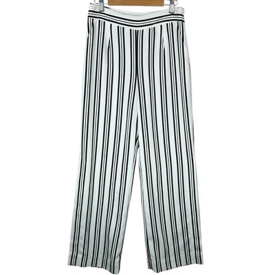 Boston Proper 裤子女式 4 码条纹侧开衩黑色白色办公室 — 第 1/4 张图片
