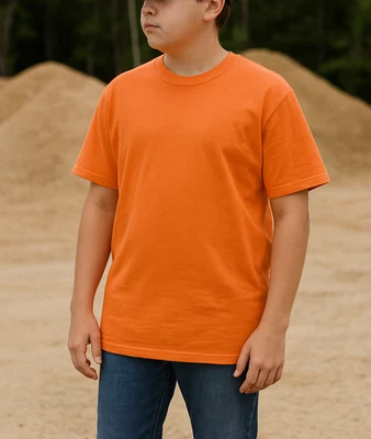 Carhartt Youth T-Shirt Large L 12-14 Loose Fit Orange Safety Hi-Vis Work Tee K87 - Image 1 of 4