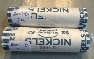 2001-D Jefferson Nickel (1) 40-Coin Roll BU OBW Estate Liquidation Stunning UNC - Picture 1 of 2