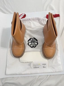 NWOT ALEXANDER MCQUEENBuckled Ankle Boots Leather Tan/Gold Ankle Boot/36 - Picture 1 of 11