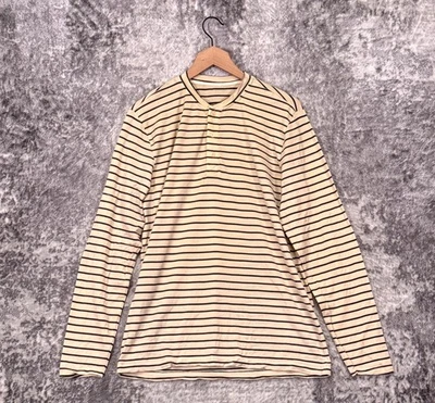 Taylor Stitch Shirt Large Mens Merino Wool Mercerized Henley Striped Slim Fit - Image 1 of 4