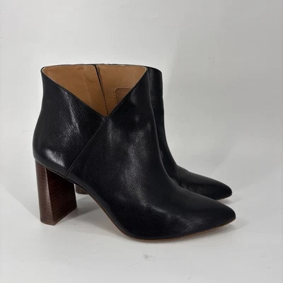 Botines de cuero JESSICA SIMPSON punta puntiaguda tacón apilado mujer 9M negro Abrina Foto 1 de 4