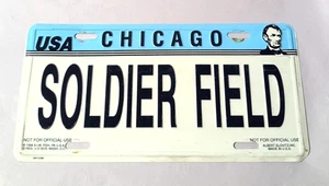 VINTAGE CHICAGO BEARS NFL SOLDIER FIELD METAL EMBOSSED LICENSE PLATE - Picture 1 of 5