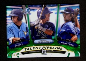 2018 Bowman Chrome Talent Pipeline Green Refractor #D /99 Rays McKay Honeywell - Picture 1 of 3