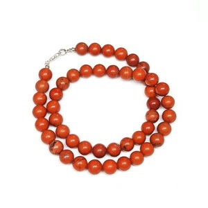 AA++ Natural Red Jasper Smooth Round Gemstone Beaded Necklaces 18'' Men & Women - Picture 1 of 17