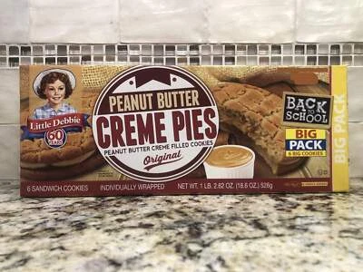Big Pack Little Debbie Peanut Butter Creme Pies 6 pack Cookies Soft Sandwich - Image 1 of 4