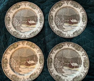4 Vintage Johnson Bros. England Friendly Village The School House 10 Zoll Essteller - Bild 1 von 4