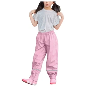Children’s Kids Boys Girls Rain Dungarees Mud Trousers Waterproof Windproof Pant - Picture 1 of 16