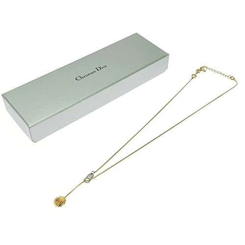 【Con Scatola】 Christian Dior Placcato Oro Logo Dior Tappo Bottiglia Motivo Collana...