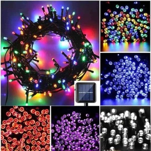 100 LED Solar String Lights Outdoor Garden Party Xmas Fairy Wedding Lamp NEW - Picture 1 of 15