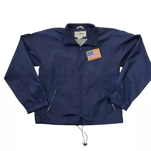 LL Bean Women's Sz S Blue Lightweight Windbreaker Zip Up Jacket Patches AHS Flag - Picture 1 of 11