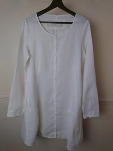 Blusa Rundholz etiqueta negra blanca 100 % lino bolsillos abotonados talla pequeña  - Imagen 1 de 14