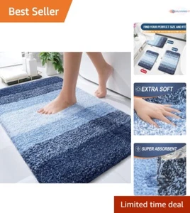 Bathroom Rug Microfiber 30x20 Extra Soft Non-Slip Quick Dry Washable Mat Navy - Picture 1 of 9