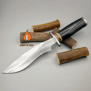 CUSTOM HANDMADE D2 STAINLESS STEEL FIXED BLADE HUNTING KNIFE CAMEL BONE - Picture 1 of 10