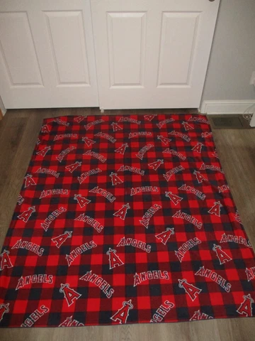 MLB  Los Angeles Angels Handmade Logo Fleece Blanket Double Sided Top Stitched Cover