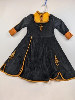 Disney Frozen 2 Anna Prestige Costume Girls XS Black Gold Long Sleeve Back Zip - Image 1 of 4