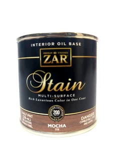 ZAR Interior Oil Base Stain #119 - 1/2 Pint Mocha - New Sealed Can - Picture 1 of 3