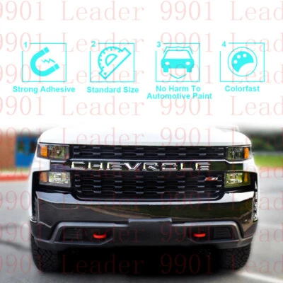 2019-2022 front grille letter inserts Fit Silverado 1500 Custom CHEVROLET Chrome - Image 1 of 4