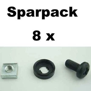 8 St. Rackschraube M6 x 12 + Unterlegscheibe mit Kragen + Vierkant Rackmutter - Picture 1 of 4