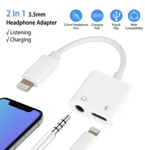 2 in1 3.5mm Headphone Adapter Cable Audio Splitter Dongle Adapter Fit for iPhone - Picture 1 of 3