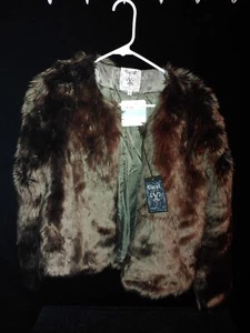 New Vocal Faux Fur Short Jacket W/Closures Large - Picture 1 of 2