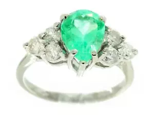 2.43ct Colombia Esmeralda & Diamante Racimo Anillo En 14K Oro Blanco - Imagen 1 de 8