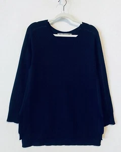 Athleta Sweater Womens Medium Navy Blue Thermal Honeycomb Merino Wool Blend - Picture 1 of 8