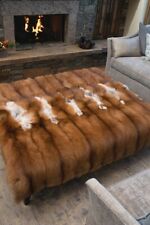 Queen Size full skin REAL Gold FOX FUR throw,fur comforter,fur blanket, fur rug