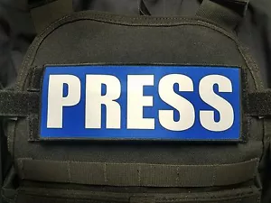 3x8" PRESSE Blaue Platte Träger Patch Fotojournalist Journalist Reporter - Bild 1 von 3