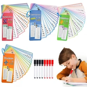 15PCS Self Check Math Learning Tool Multiplication Flash Cards for Kids - Picture 1 of 15