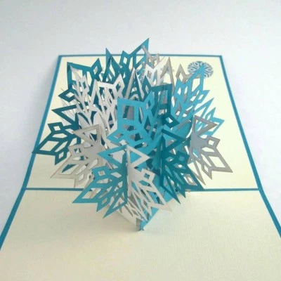 SNOWFLAKE pop-up greeting card (beautiful & unique gift/decor/art) - Image 1 of 2