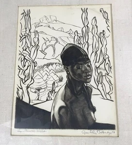 VTG late 30's Cyrus LeRoy Baldridge Etching Pagan Princess Nigeria As-is Read - Picture 1 of 16