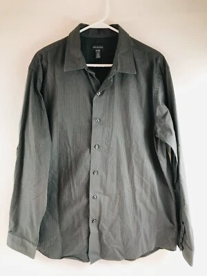 Camisa Van Heusen Para Hombre Talla XL 17-17.5 Gris A Rayas Abotonadas Manga Larga Foto 1 de 4