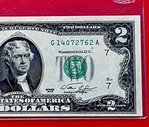 1976 $2 TWO DOLLAR BILL ( Chicago "G") Uncirculated - Picture 1 of 3