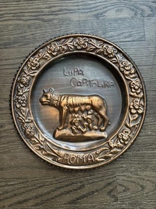 VTG Italy Copper Plate Souvenir of Italy " The Capitoline Wolf" Rome 11 In - Picture 1 of 4