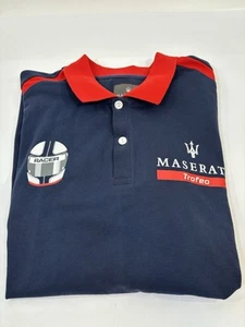 Polo Maserati Trident Rugby Hombres 3XL Azul Rojo Brazo Parche Trofeo Original - Imagen 1 de 15